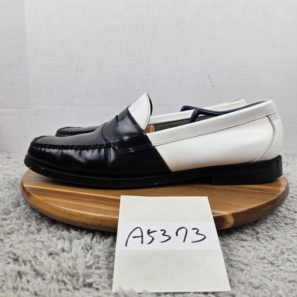 G.H. Bass & Co Weejuns Men 12 Logan Color Block Black White Leather Penny Loafer